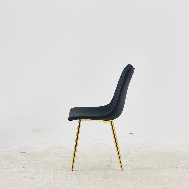 Sedie da pranzo senza braccioli Gold+Black 23.22 con eleganti gambe dorate (set da 4)