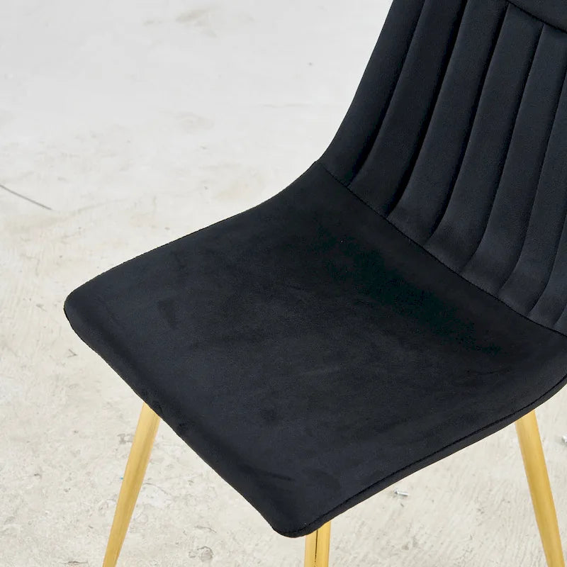 Sedie da pranzo senza braccioli Gold+Black 23.22 con eleganti gambe dorate (set da 4)