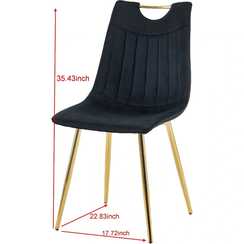 Sedie da pranzo senza braccioli Gold+Black 23.22 con eleganti gambe dorate (set da 4)