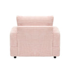 Divano Poltrona Singola in Velluto a Coste Rosa 39.37 con Pouf, Portabicchieri