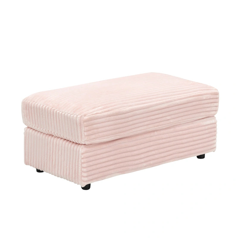 Divano Poltrona Singola in Velluto a Coste Rosa 39.37 con Pouf, Portabicchieri