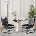 Set of 2 35.5H Leatherette Wingback Accent Chairs With Metal Legs