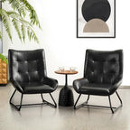 Set di 2 Poltrone Accent Wingback in Similpelle con Altezza di 35,5" e Gambe in Metallo
