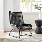Set di 2 Poltrone Accent Wingback in Similpelle con Altezza di 35,5" e Gambe in Metallo