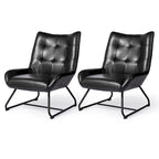 Set di 2 Poltrone Accent Wingback in Similpelle con Altezza di 35,5" e Gambe in Metallo
