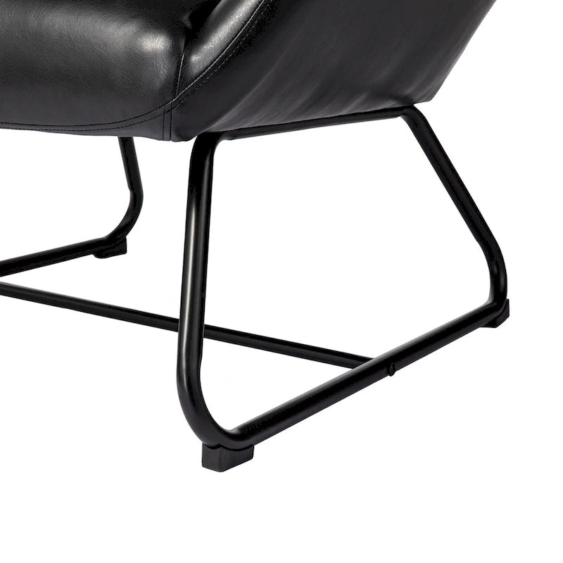 Set di 2 Poltrone Accent Wingback in Similpelle con Altezza di 35,5" e Gambe in Metallo