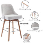 Set di 2 sgabelli da bar girevoli, sgabelli da bar altezza bancone con schienale e gambe in legno, sedie imbottite per isola cucina