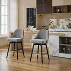 Set di 2 sgabelli da bar girevoli, sgabelli da bar altezza bancone con schienale e gambe in legno, sedie imbottite per isola cucina