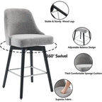 Set di 2 sgabelli da bar girevoli, sgabelli da bar altezza bancone con schienale e gambe in legno, sedie imbottite per isola cucina