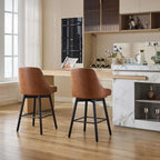 Set di 2 sgabelli da bar girevoli, sgabelli da bar altezza bancone con schienale e gambe in legno, sedie imbottite per isola cucina