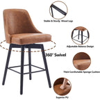 Set di 2 sgabelli da bar girevoli, sgabelli da bar altezza bancone con schienale e gambe in legno, sedie imbottite per isola cucina