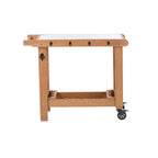Tavolo da carrello per griglia in legno da esterno con ruote
