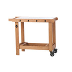 Tavolo da carrello per griglia in legno da esterno con ruote