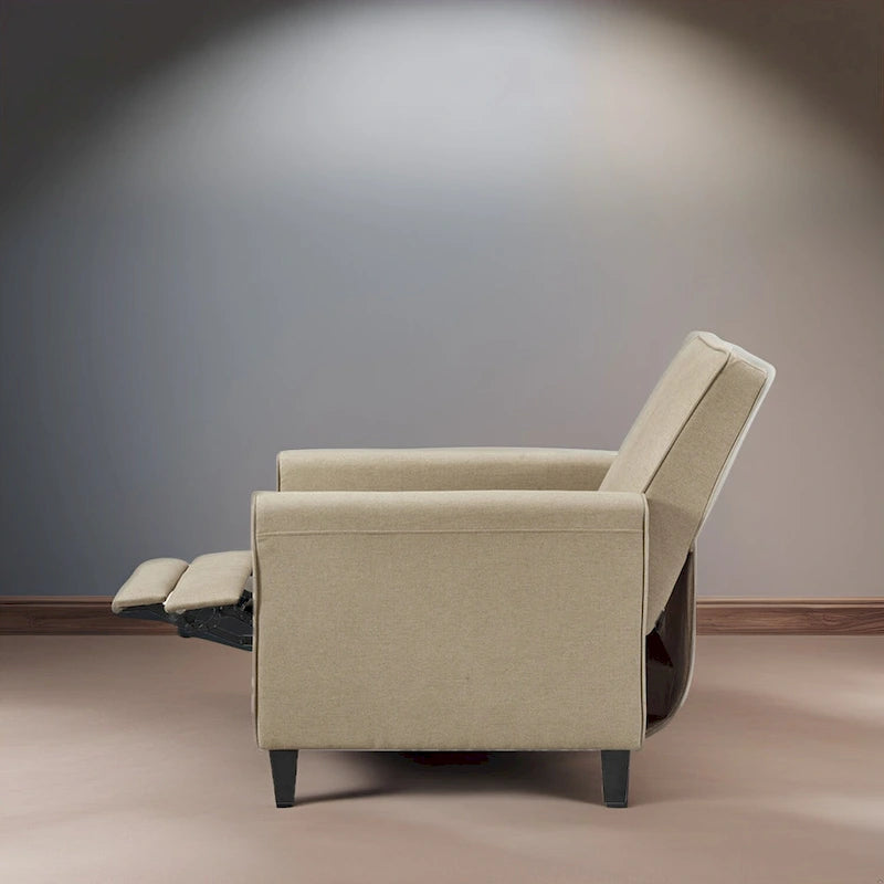 Poltrona reclinabile a spinta Seduta compatta per home theater con braccioli e poggiapiedi regolabile, perfetta per piccoli spazi