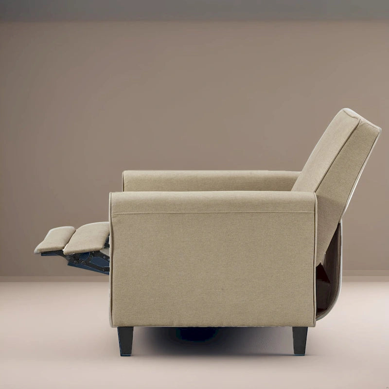 Poltrona reclinabile a spinta Seduta compatta per home theater con braccioli e poggiapiedi regolabile, perfetta per piccoli spazi