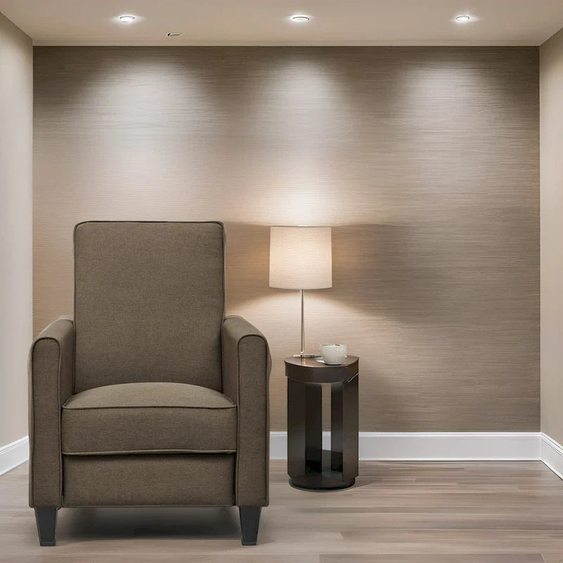 Poltrona reclinabile a spinta Seduta compatta per home theater con braccioli e poggiapiedi regolabile, perfetta per piccoli spazi