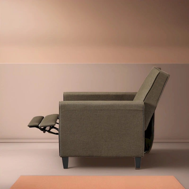 Poltrona reclinabile a spinta Seduta compatta per home theater con braccioli e poggiapiedi regolabile, perfetta per piccoli spazi