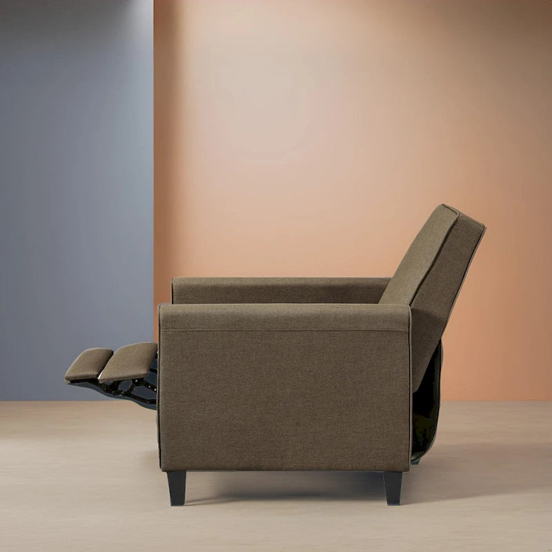 Poltrona reclinabile a spinta Seduta compatta per home theater con braccioli e poggiapiedi regolabile, perfetta per piccoli spazi