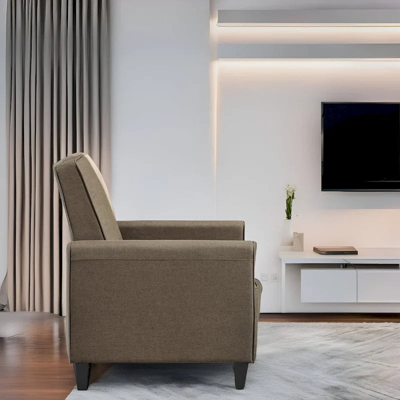 Poltrona reclinabile a spinta Seduta compatta per home theater con braccioli e poggiapiedi regolabile, perfetta per piccoli spazi