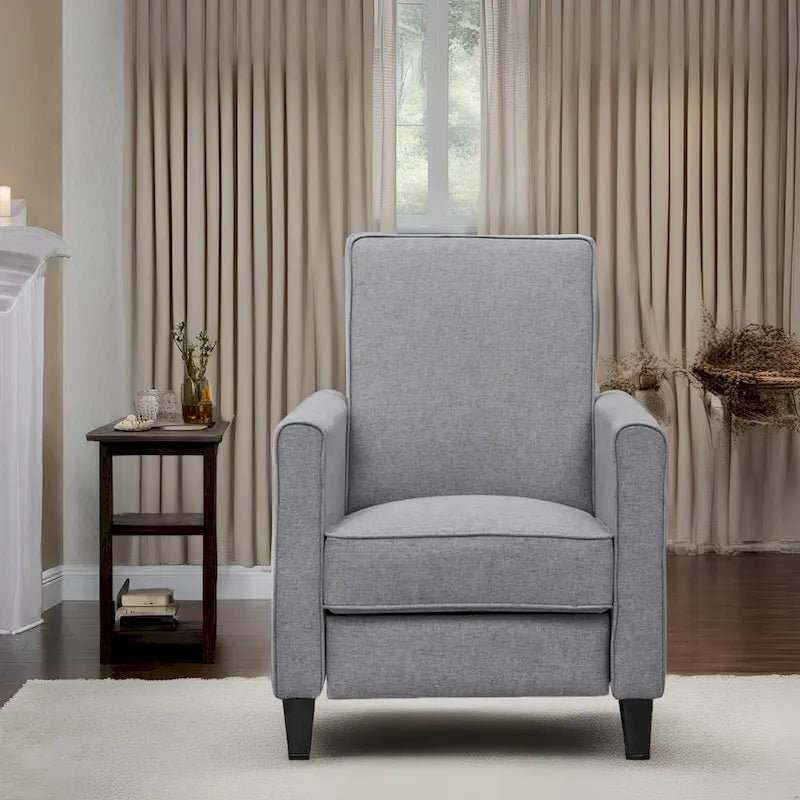 Poltrona reclinabile a spinta Seduta compatta per home theater con braccioli e poggiapiedi regolabile, perfetta per piccoli spazi