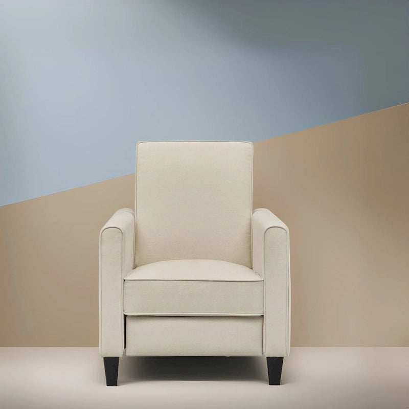 Poltrona reclinabile a spinta Seduta compatta per home theater con braccioli e poggiapiedi regolabile, perfetta per piccoli spazi