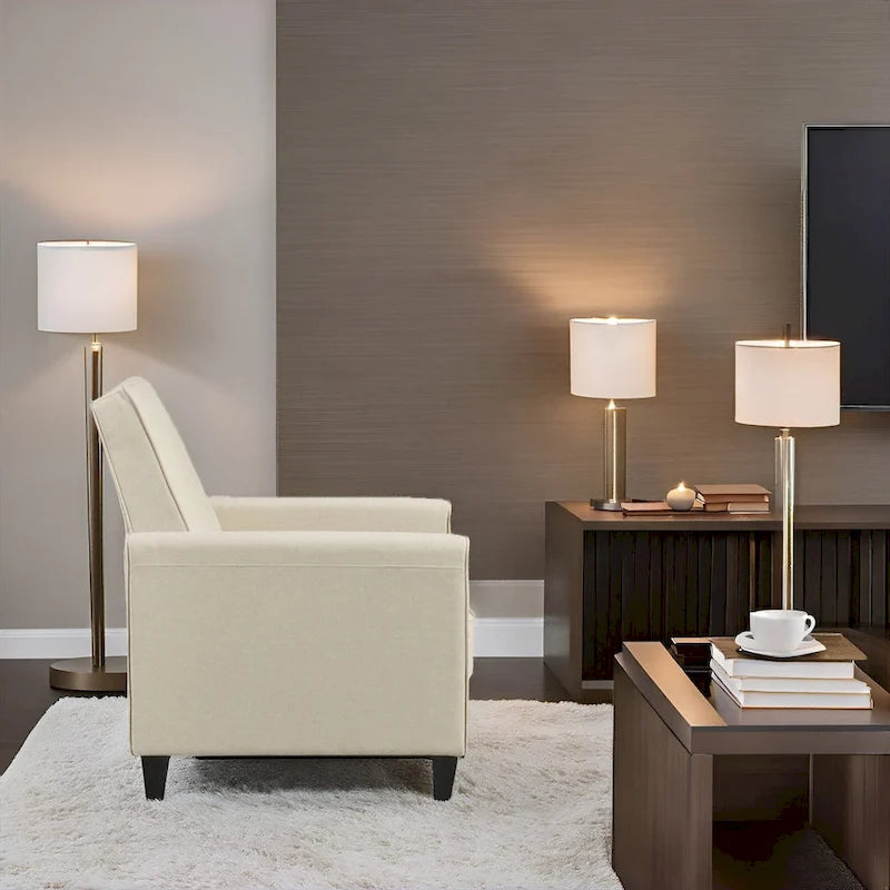 Poltrona reclinabile a spinta Seduta compatta per home theater con braccioli e poggiapiedi regolabile, perfetta per piccoli spazi
