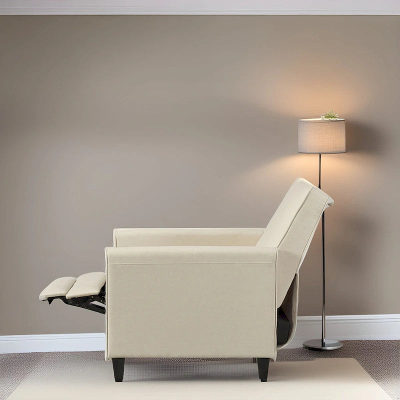 Poltrona reclinabile a spinta Seduta compatta per home theater con braccioli e poggiapiedi regolabile, perfetta per piccoli spazi