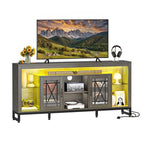 Mobile TV alto 33,5 pollici per TV da 75 pollici con luci LED e prese di corrente - 73 pollici
