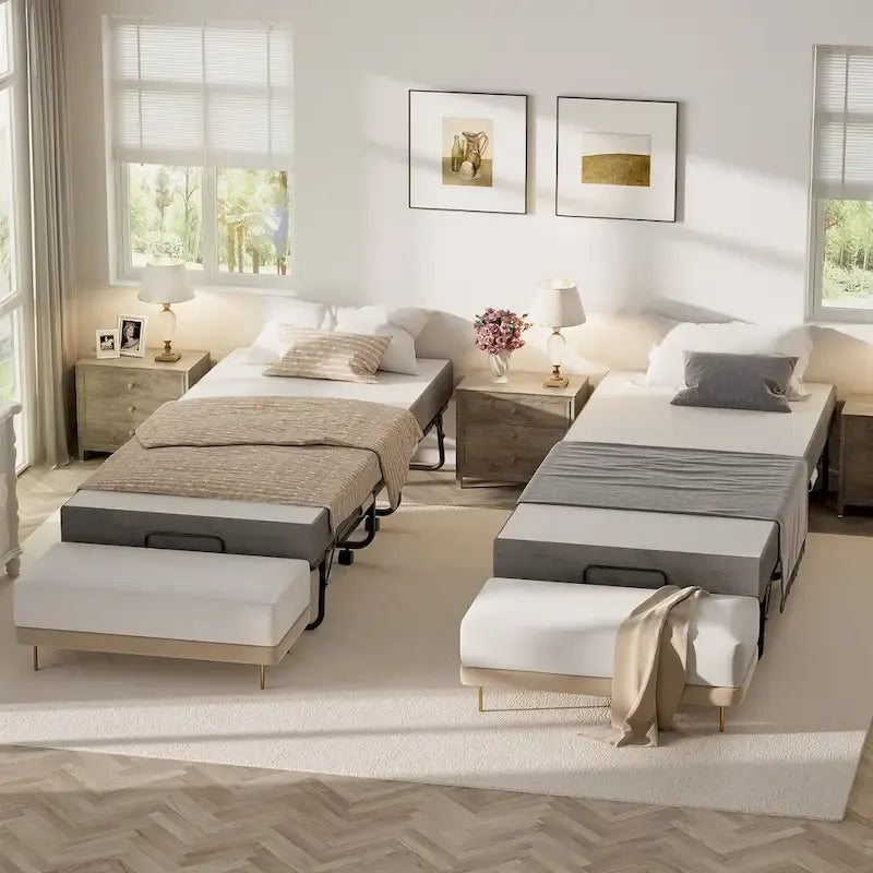 Letto Pieghevole con Materasso in Memory Foam da 13 cm, Lettino Singolo Piccolo per Ospiti con Ruote