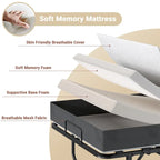 Letto Pieghevole con Materasso in Memory Foam da 13 cm, Lettino Singolo Piccolo per Ospiti con Ruote