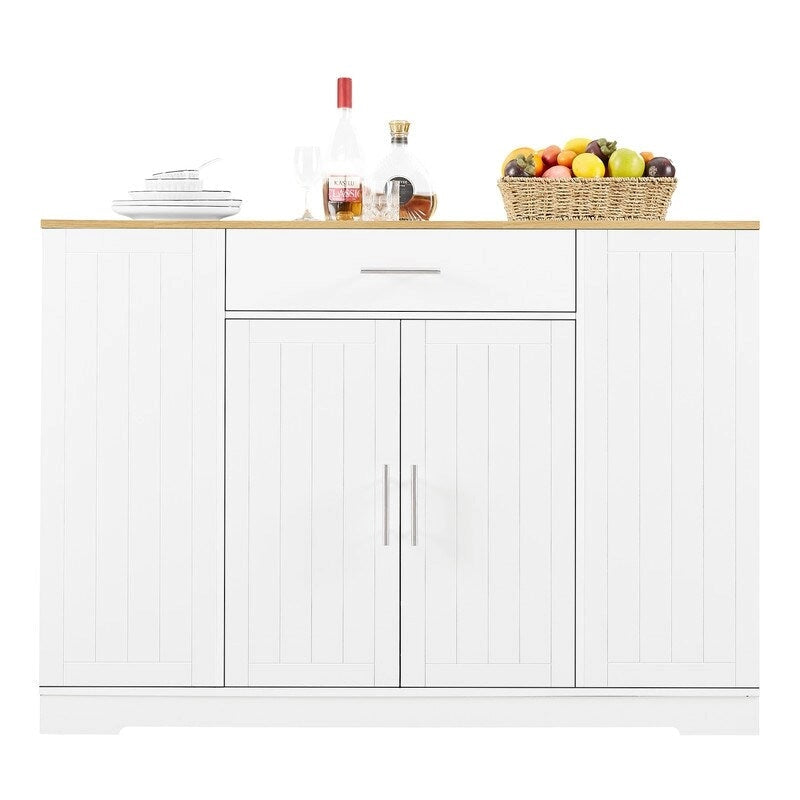 Isola da Cucina da 53 Pollici con Cassetti e Pattumiera Integrata Design Modern Farmhouse per Cucina e Sala da Pranzo.