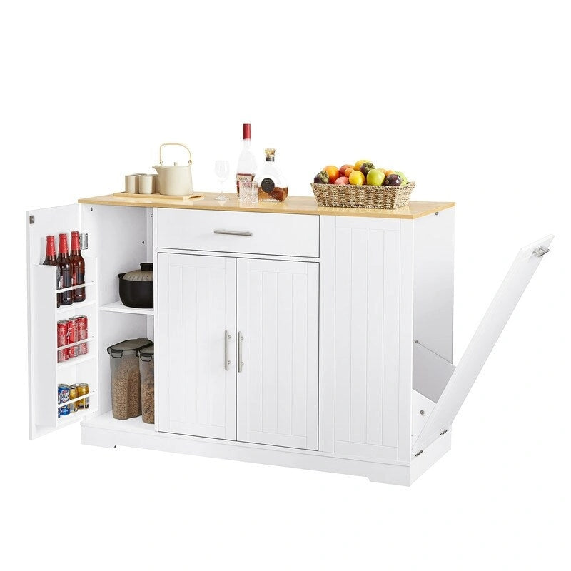 Isola da Cucina da 53 Pollici con Cassetti e Pattumiera Integrata Design Modern Farmhouse per Cucina e Sala da Pranzo.