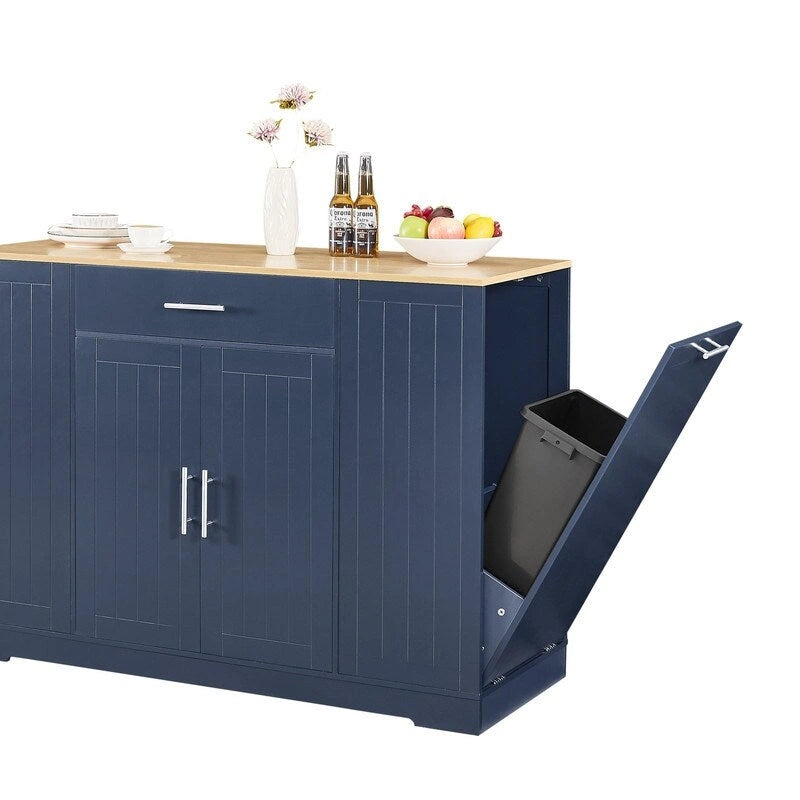 Isola da Cucina da 53 Pollici con Cassetti e Pattumiera Integrata Design Modern Farmhouse per Cucina e Sala da Pranzo.
