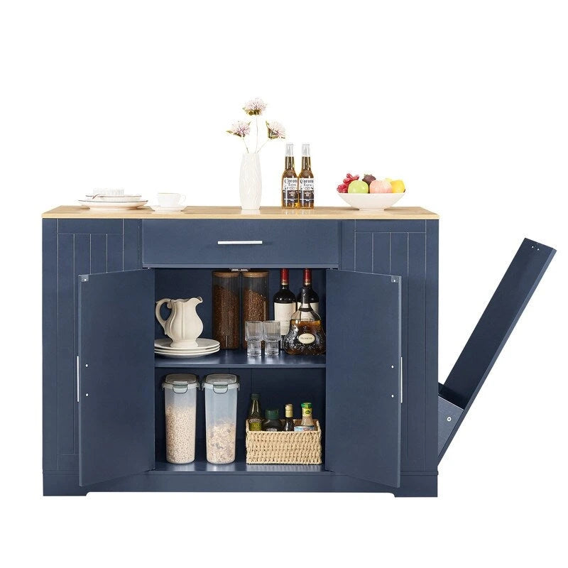 Isola da Cucina da 53 Pollici con Cassetti e Pattumiera Integrata Design Modern Farmhouse per Cucina e Sala da Pranzo.