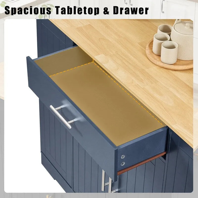 Isola da Cucina da 53 Pollici con Cassetti e Pattumiera Integrata Design Modern Farmhouse per Cucina e Sala da Pranzo.