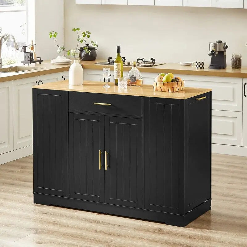 Isola da Cucina da 53 Pollici con Cassetti e Pattumiera Integrata Design Modern Farmhouse per Cucina e Sala da Pranzo.