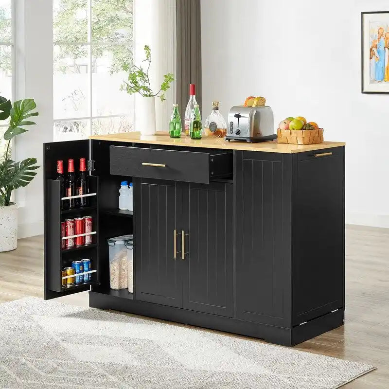 Isola da Cucina da 53 Pollici con Cassetti e Pattumiera Integrata Design Modern Farmhouse per Cucina e Sala da Pranzo.