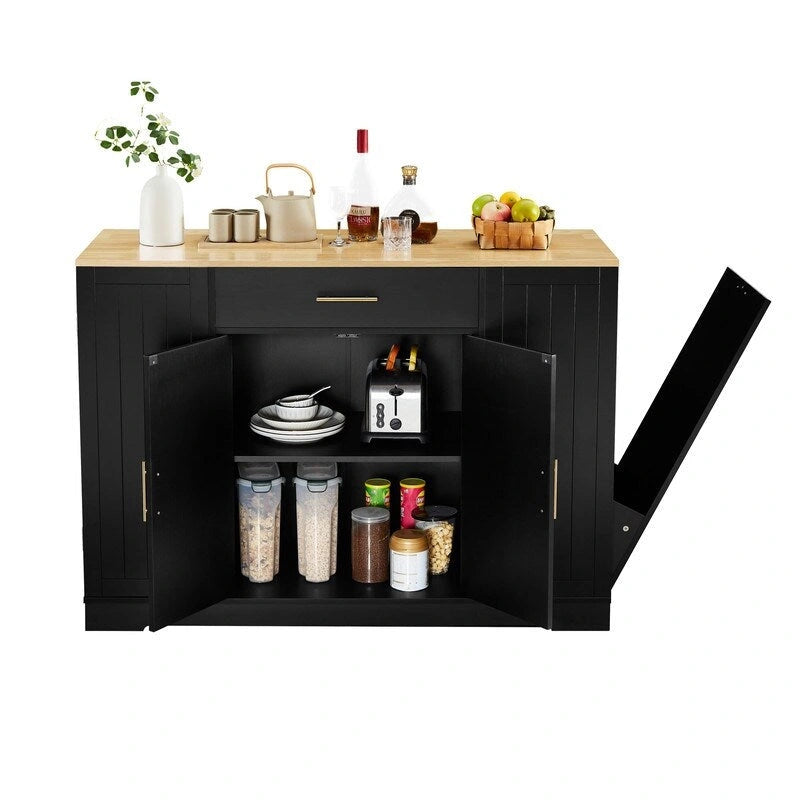 Isola da Cucina da 53 Pollici con Cassetti e Pattumiera Integrata Design Modern Farmhouse per Cucina e Sala da Pranzo.