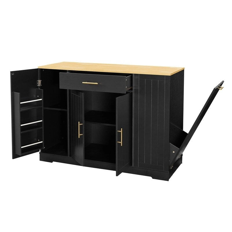 Isola da Cucina da 53 Pollici con Cassetti e Pattumiera Integrata Design Modern Farmhouse per Cucina e Sala da Pranzo.