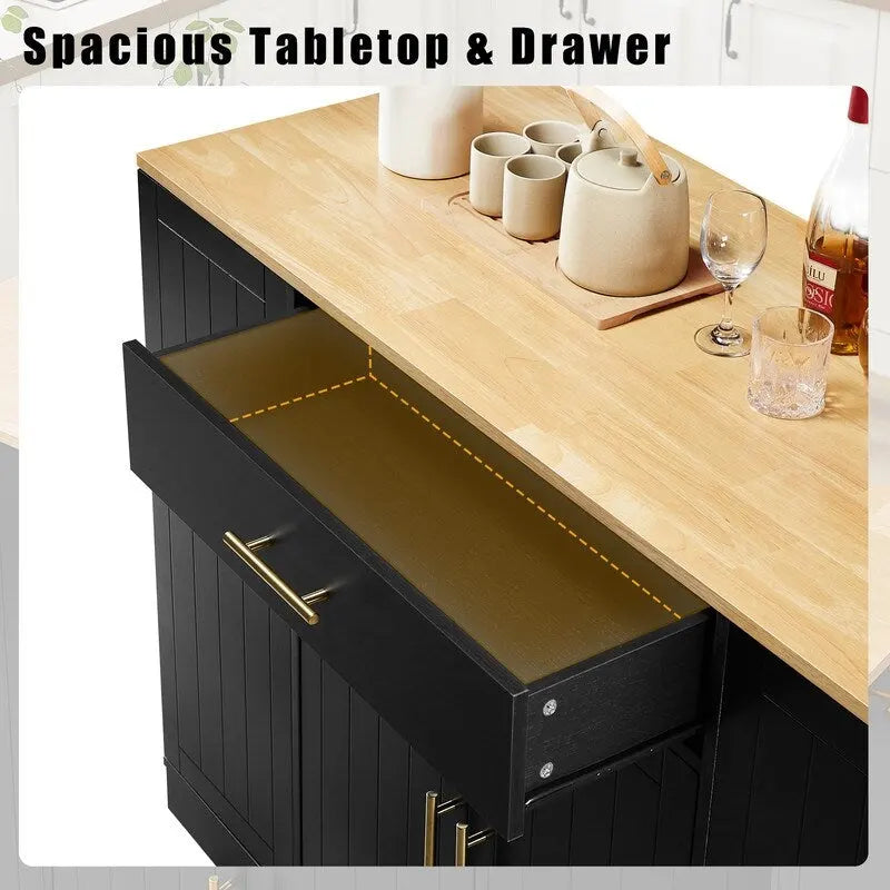 Isola da Cucina da 53 Pollici con Cassetti e Pattumiera Integrata Design Modern Farmhouse per Cucina e Sala da Pranzo.