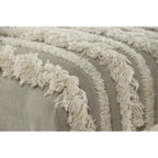 Panca da camera da letto imbottita in cotone crema, struttura in legno, motivo a righe, borchie decorative - 16 P x 47 L x 18 H