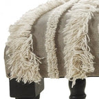 Panca da camera da letto imbottita in cotone crema, struttura in legno, motivo a righe, borchie decorative - 16 P x 47 L x 18 H