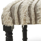 Panca da camera da letto imbottita in cotone crema, struttura in legno, motivo a righe, borchie decorative - 16 P x 47 L x 18 H