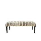 Panca da camera da letto imbottita in cotone crema, struttura in legno, motivo a righe, borchie decorative - 16 P x 47 L x 18 H