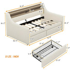 Divano letto imbottito singolo con contenitore e luci LED