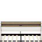 Divano letto imbottito singolo con contenitore e luci LED