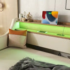 Letto a una piazza imbottito con letto estraibile e LED