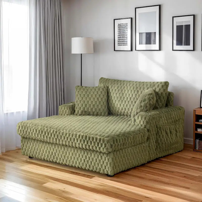  Lanturn Modern Soft Upholstered 2-Arm Oversized Chaise