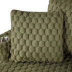 Chaise moderna imbottita con due braccioli e seduta oversize