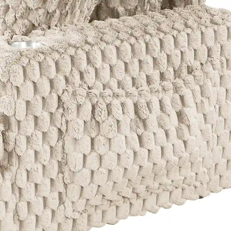 Chaise moderna imbottita con due braccioli e seduta oversize